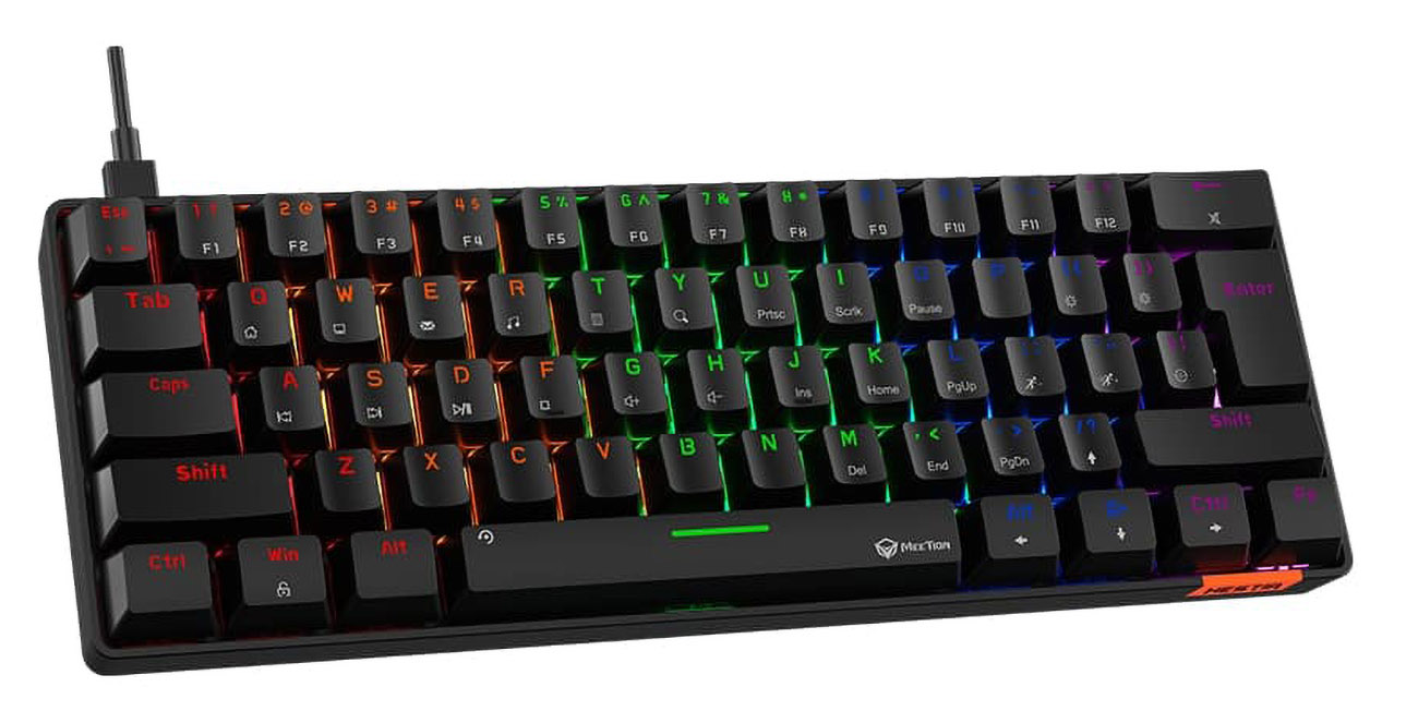 كيبورد الجيمنغ الميكانيكي MK005 من Meetion / مع اضاءة LED / سلكي / عربي و انجليزي / اسود