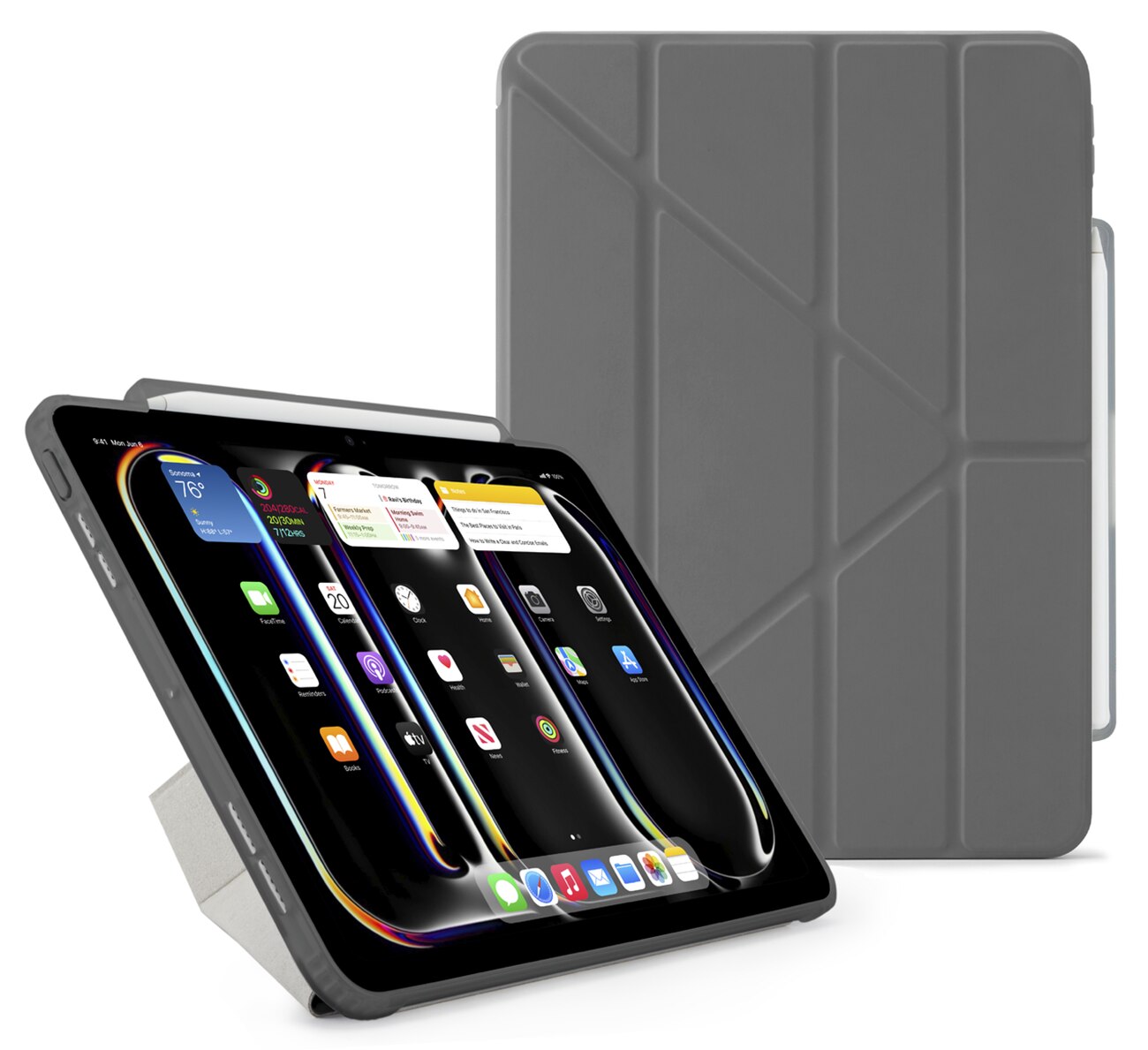 كفر Origami No3 لايباد برو 13 انش من Pipetto / ضد الطيحات / ستاند مدمج / رمادي