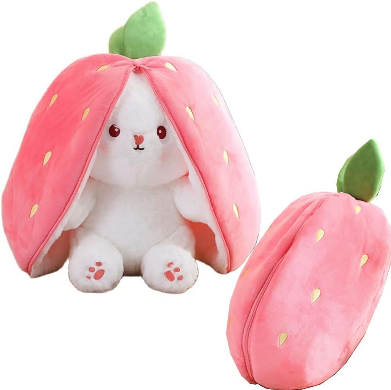 Cute Bunny Plush Toy / Strawberry Shape / Size 35cm / Soft & Squishy
