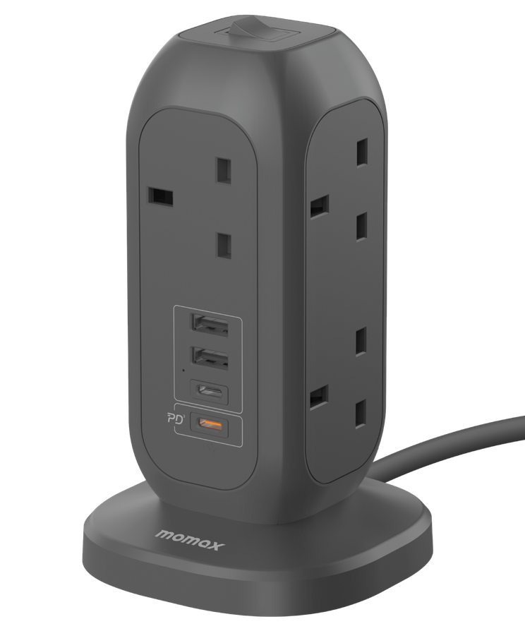 Momax OnePlug Power Strip / 7 AC Ports + 2 Type-C + 2 USB Ports / Black