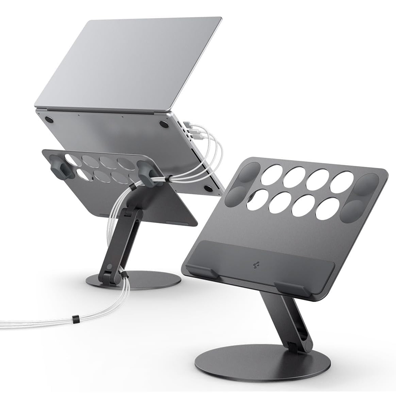 Spigen Laptop Stand / with Cable Organizer / Foldable & Adjustable / Supports 13 to 17 Inch Devices