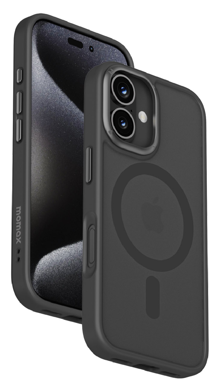 كفر Momax Play لايفون 16 بلس / يدعم MagSafe / ضد الطيحات / اسود