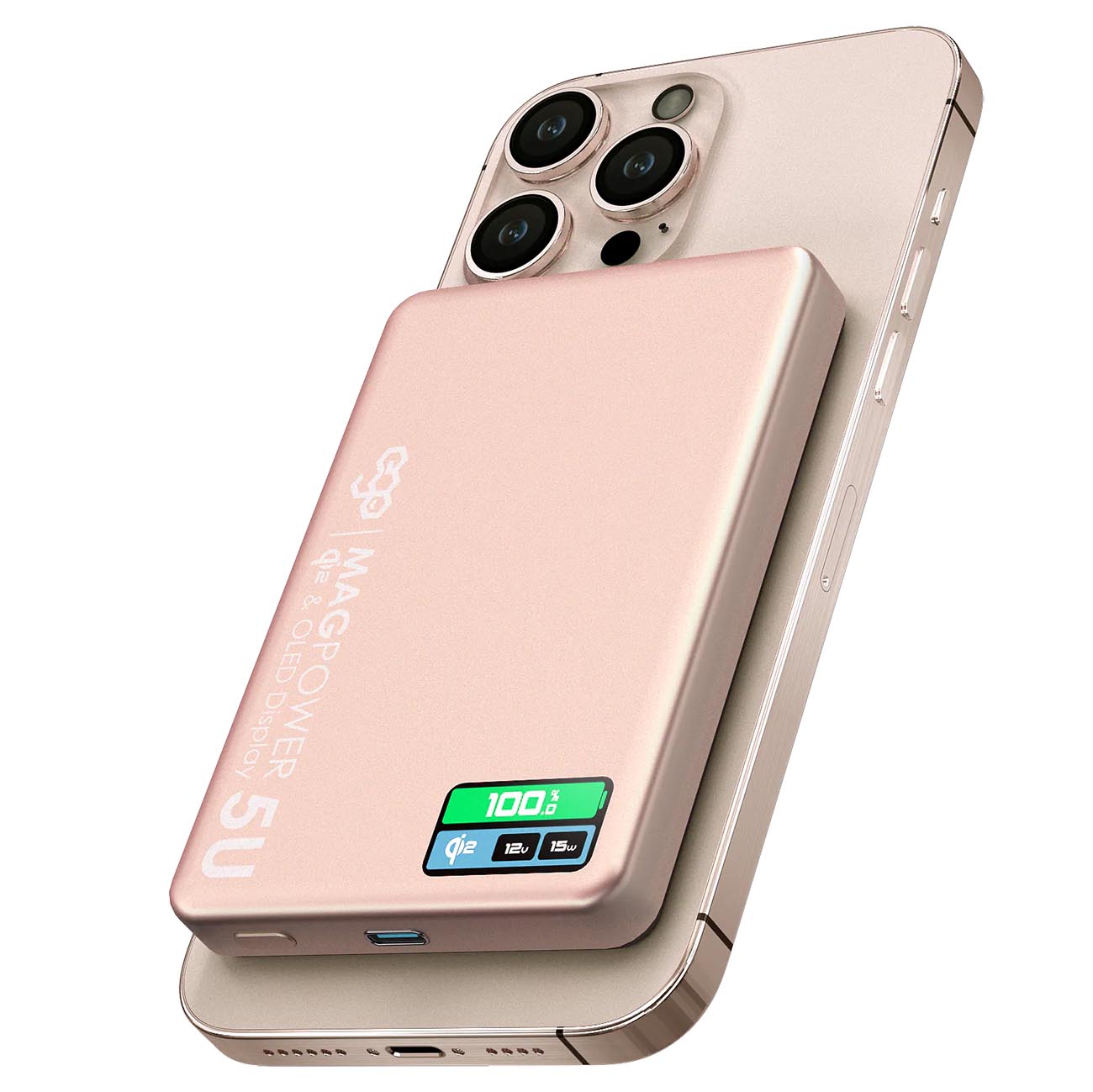 EGO MagPower 5U Magnetic Power bank / 10000 mAh Capacity / MagSafe Compatible / Pink