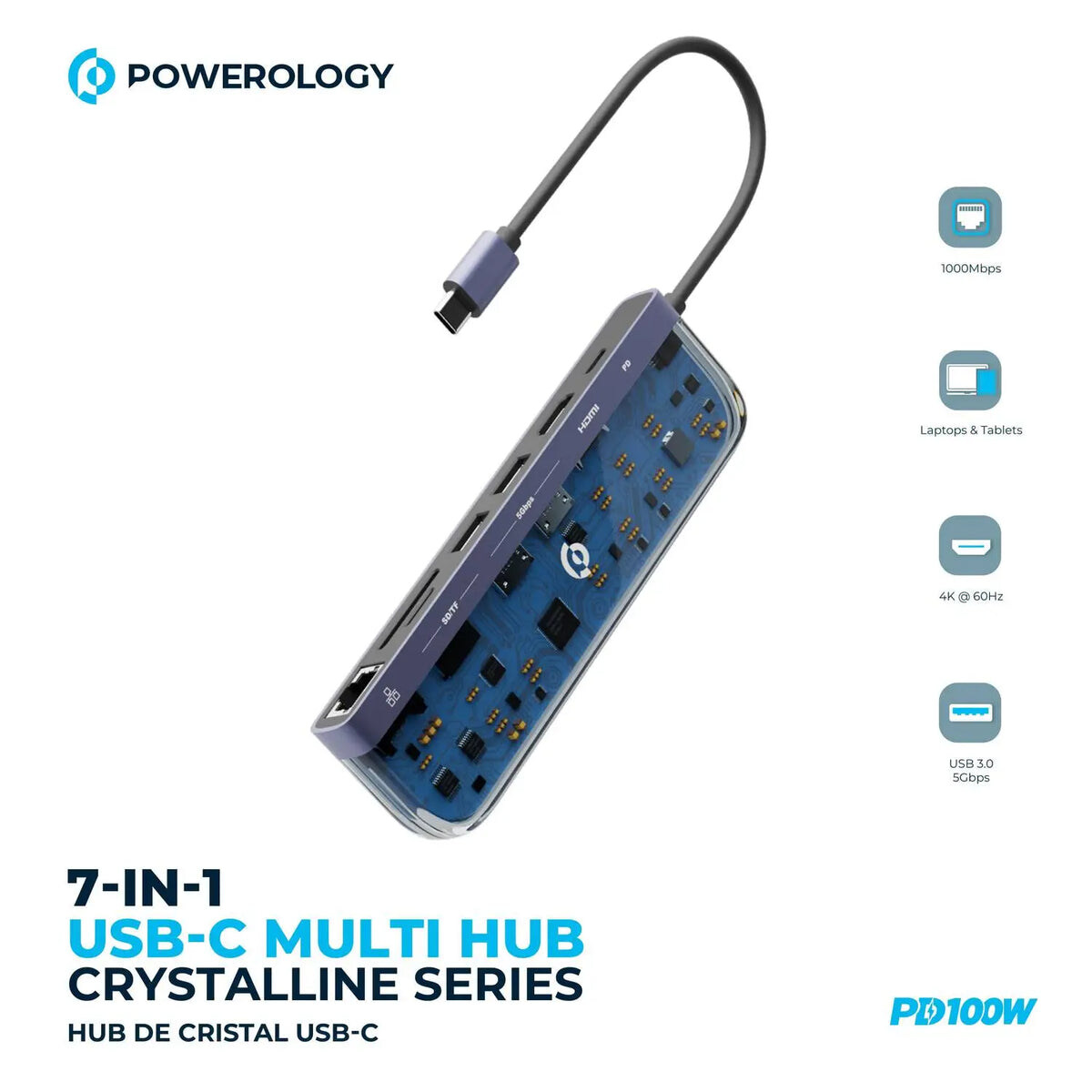 Powerology Multi-input Adapter / Small & Portable / Transparent Color ...