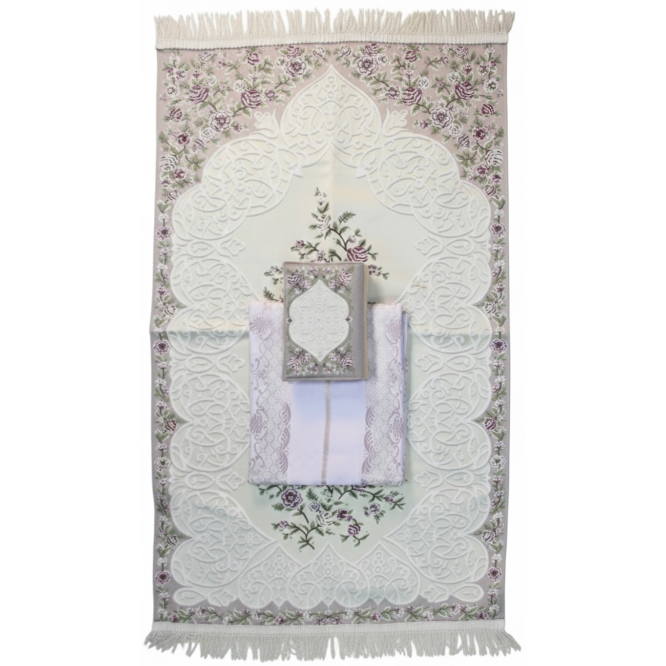 Sundus Prayer Set / Prayer Mat + Prayer Dress + Quran Cover / Purple