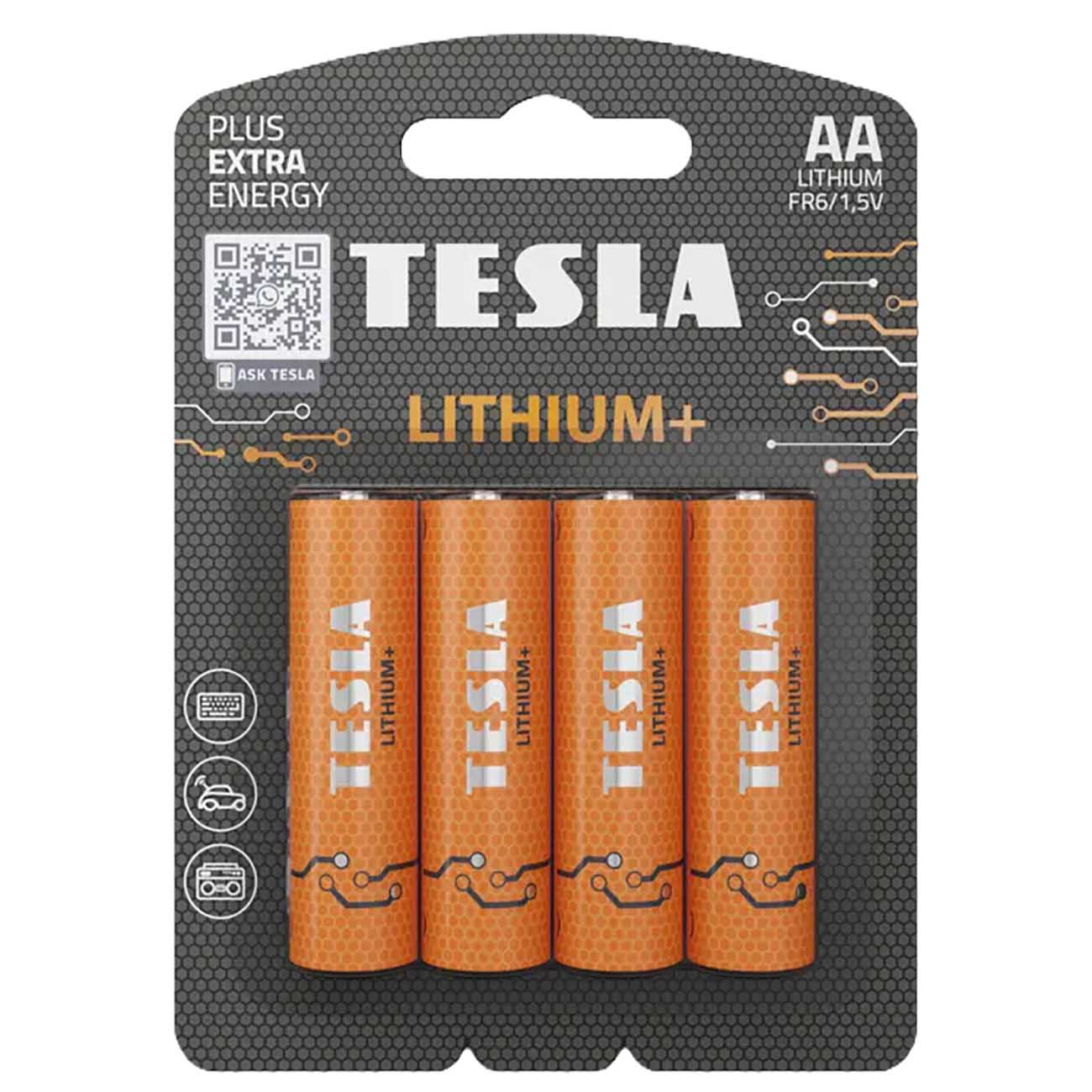 بطاريات TESLA ليثيوم بلس نوع AA / حزمة من 4