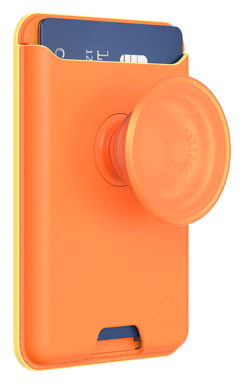 POPSOCKETS PopWallet Magnetic Phone Wallet / Built-in Grip / MagSafe / Premium Leather / Orange