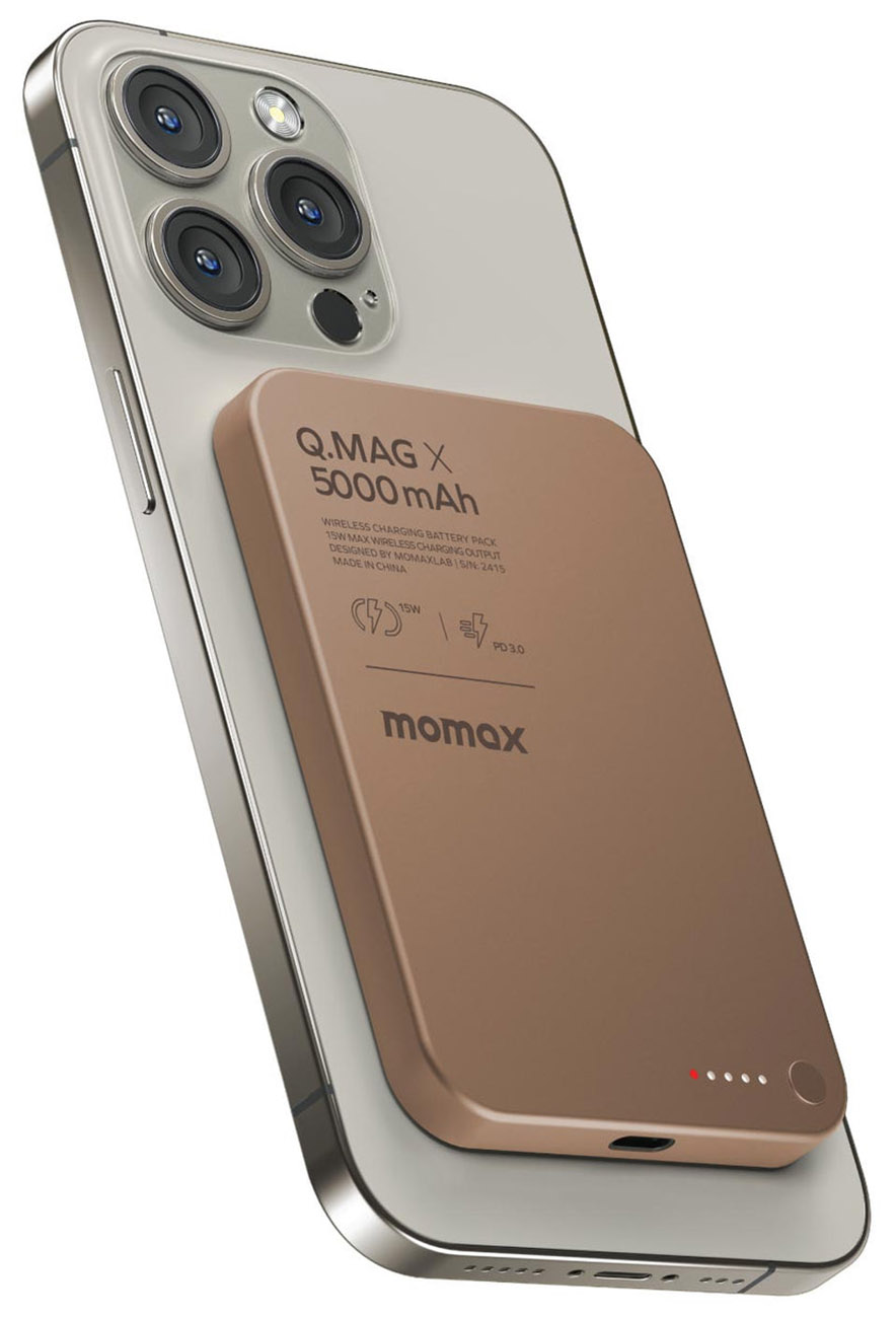 Momax Q.Mag X Magnetic Power Bank 2nd Gen / Support MagSafe / 5,000 mAh / Sandstone