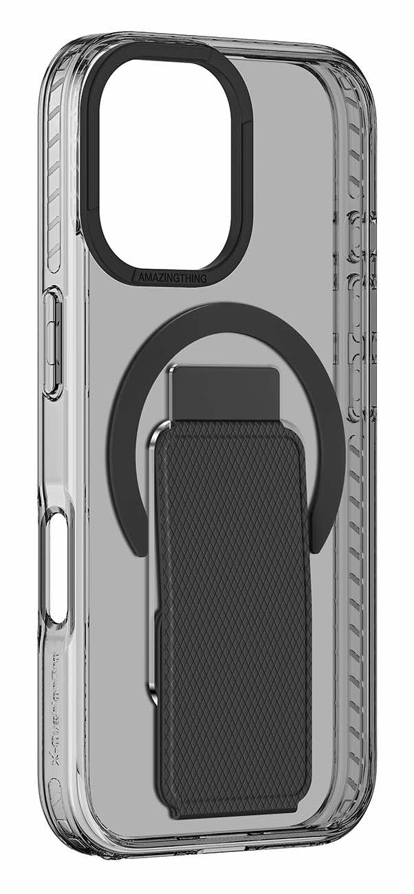 AmazingThing Titan Pro Case for iPhone 16 Plus / Support MagSafe / Built-in Grip & Stand / Black