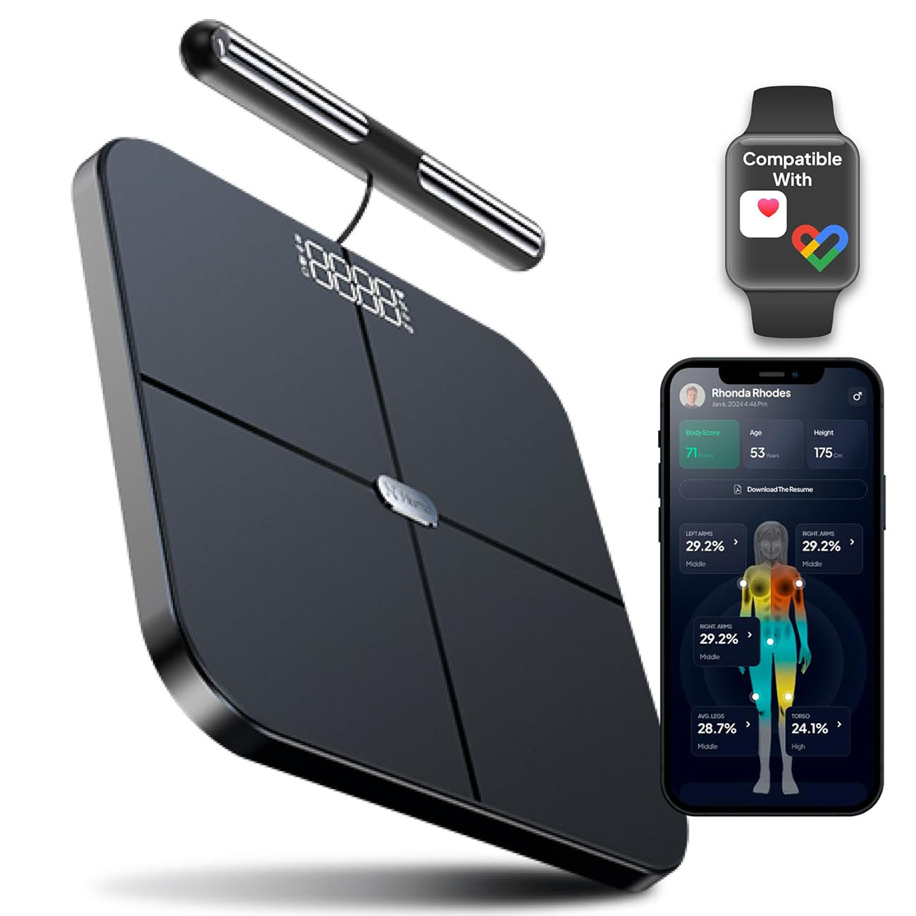 Hume Health Body Pod Smart Scale / Battery-Operated / Over 45 Measurements / AI-Powered