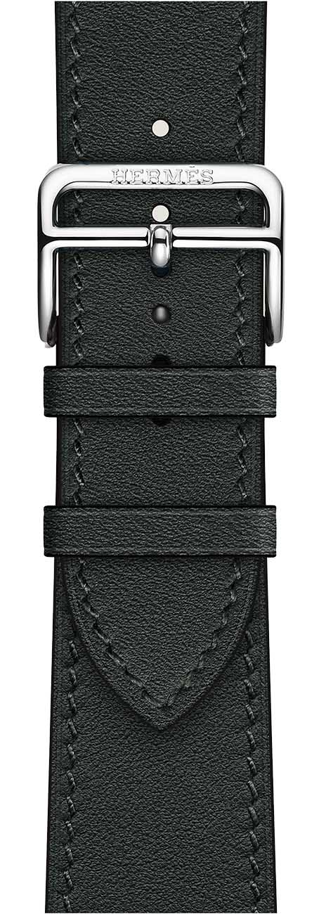Hermes Apple Watch Strap / Steel With Leather Strap / Black / Size 45 / 46 / 49