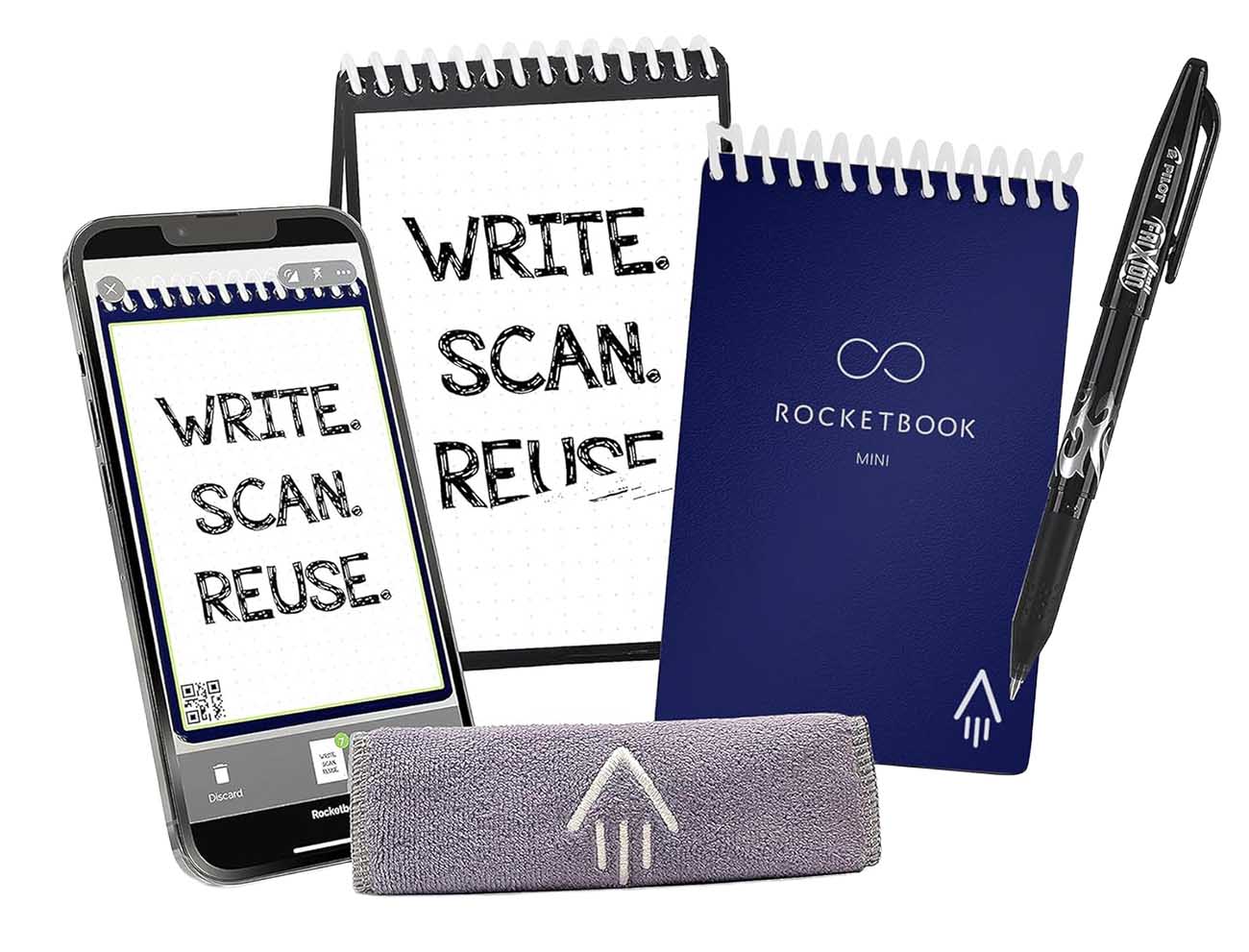 Rocketbook Core Mini Smart Notebook / Reusable / Includes Pen / Size 3.5x5.5 inches / Blue
