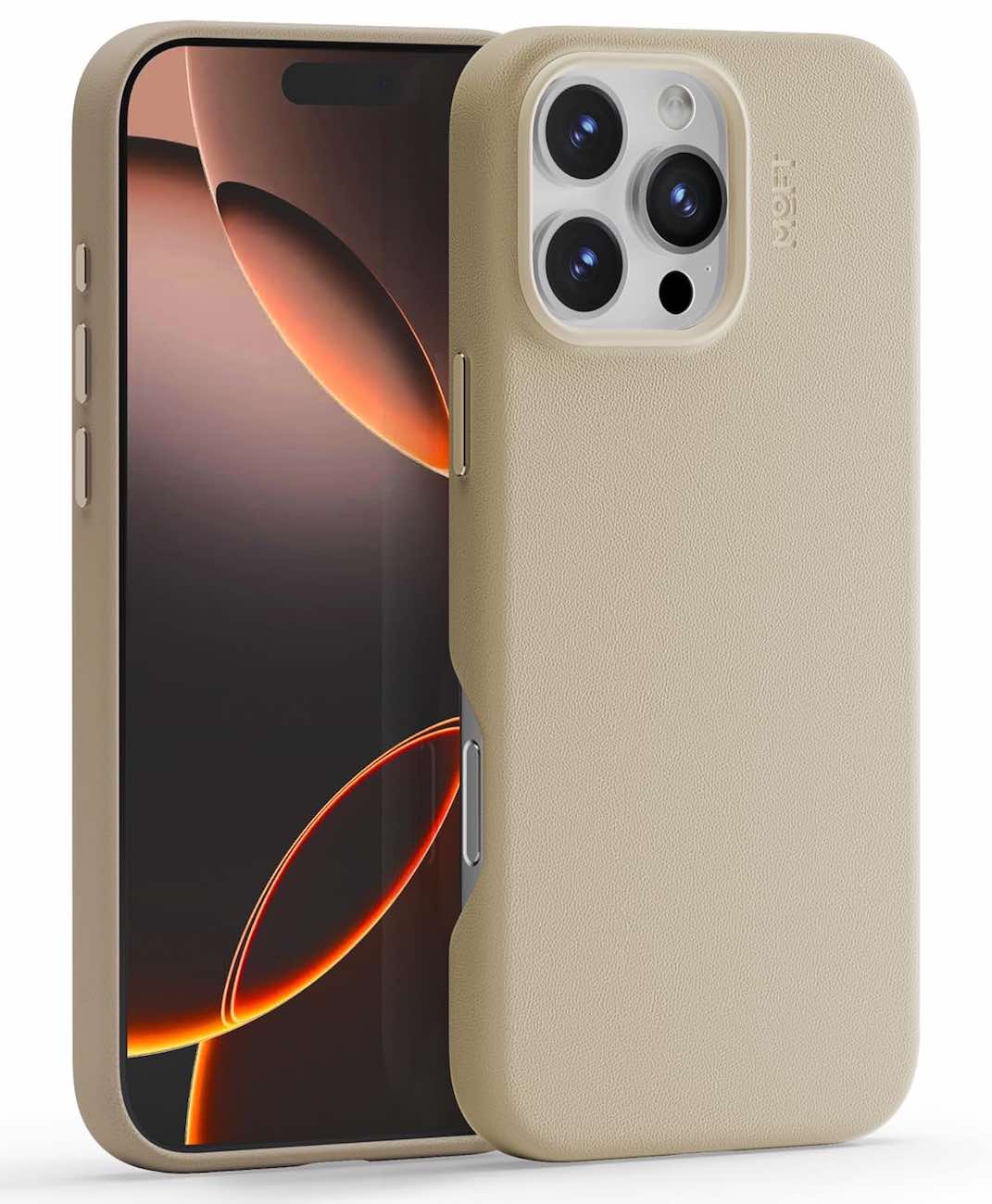 كفر موفت Snap لايفون 16 برو ماكس / يحمي من الطيحات / يدعم MagSafe / جلد نباتي / لون Earthen Beige