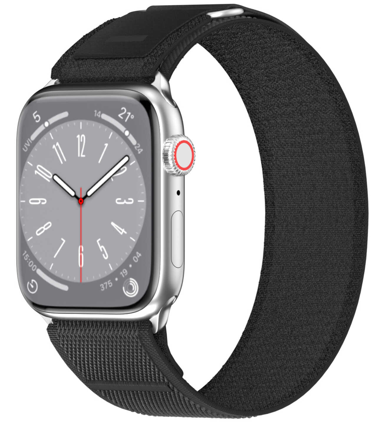 Apple Watch SwitchEasy Flex Woven Band / Sizes 44 / 45 / 49 / Sporty + Elegant / Black