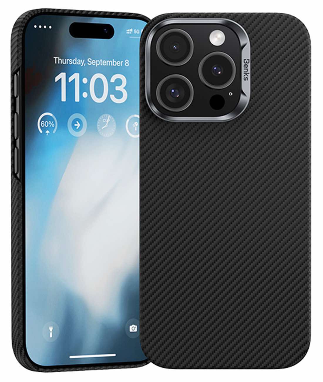 Benks ArmorAir Case for iPhone 16 Pro / Kevlar Fiber / Slim & Lightweight / MagSafe / Black