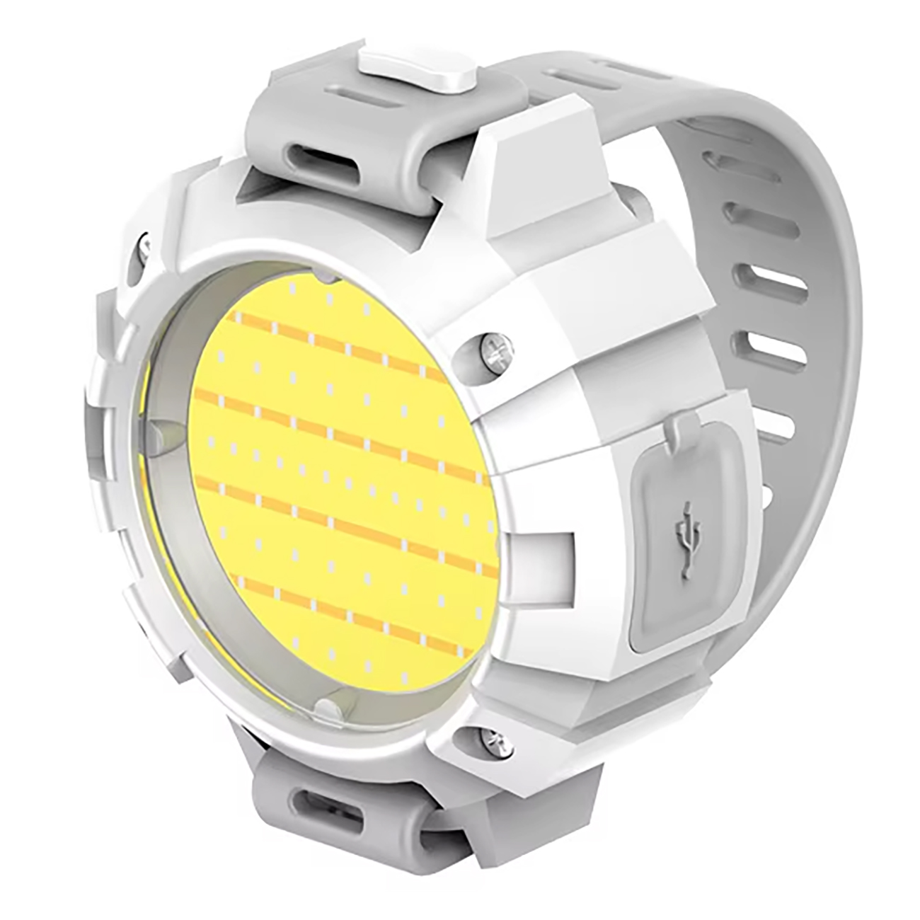 ليت كشاف متعدد الاستخدامات / اضاءة قوية / يعمل بالبطارية / مع سير قابل للتعديل / مقاوم للماء / ابيض