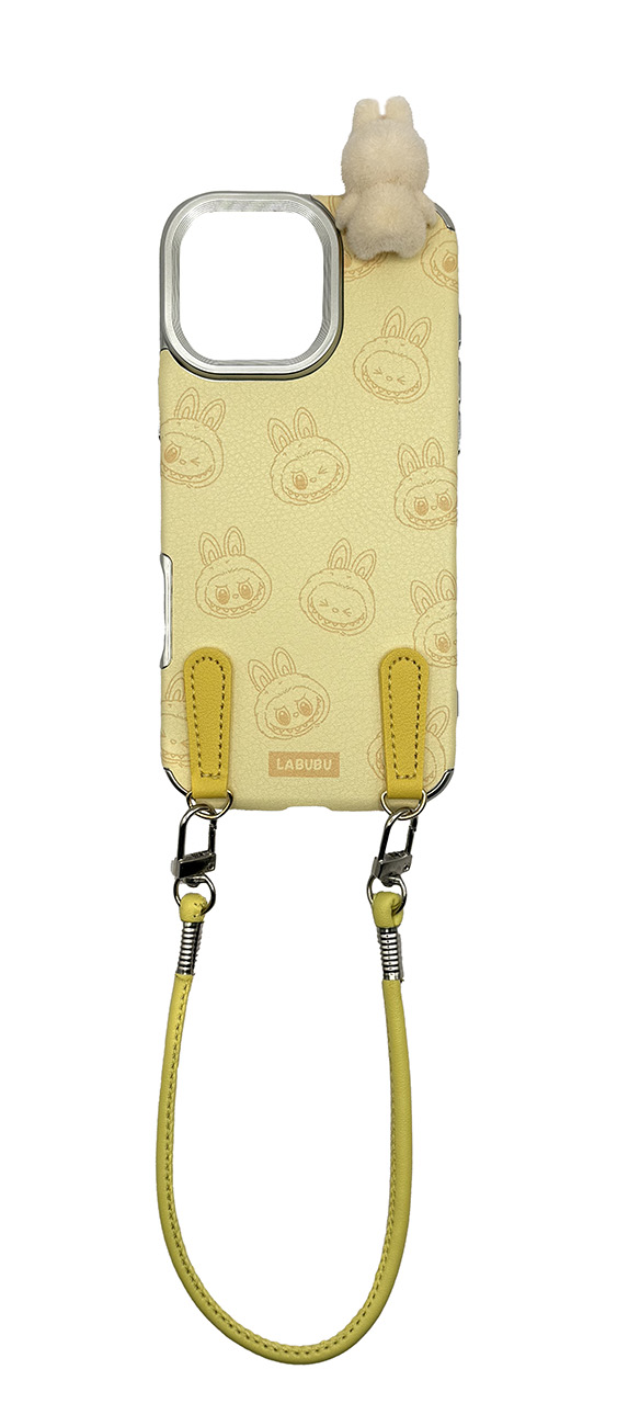 Labubu Case for iPhone 16 Pro Max / With Wrist Strap / 3D Design / Drop Resistant / Yellow