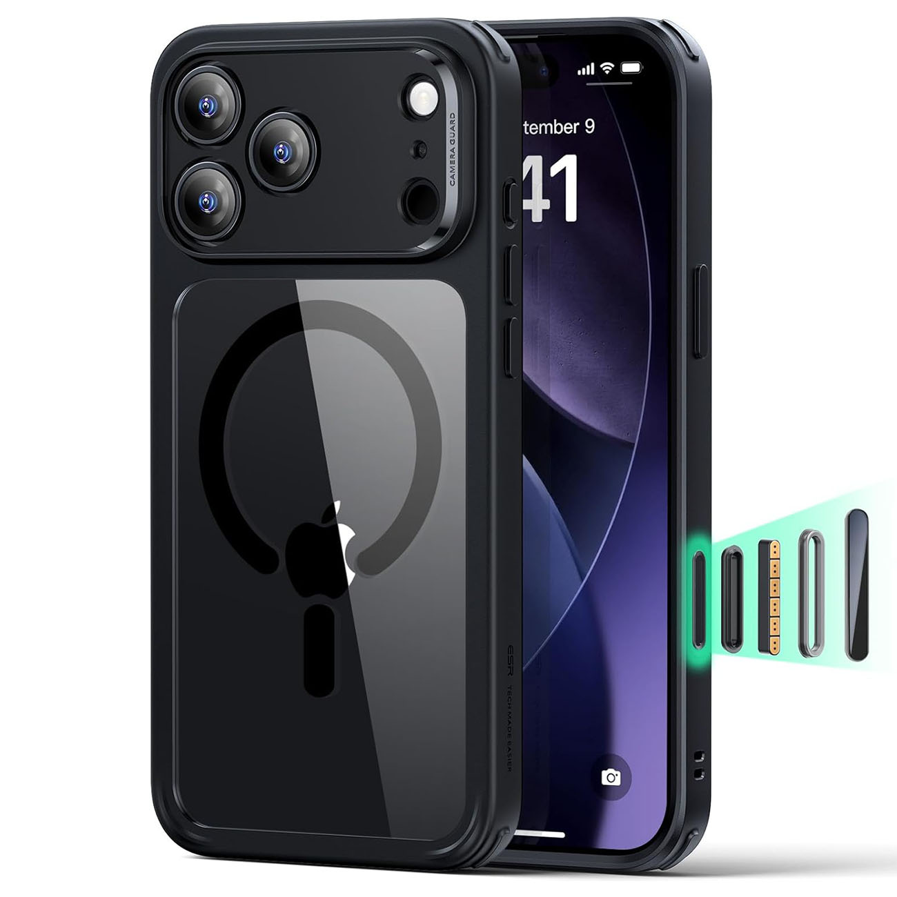 ESR Classic Hybrid Case for iPhone 17 Pro Max / Drop-Resistant / MagSafe Compatible / Clear Black