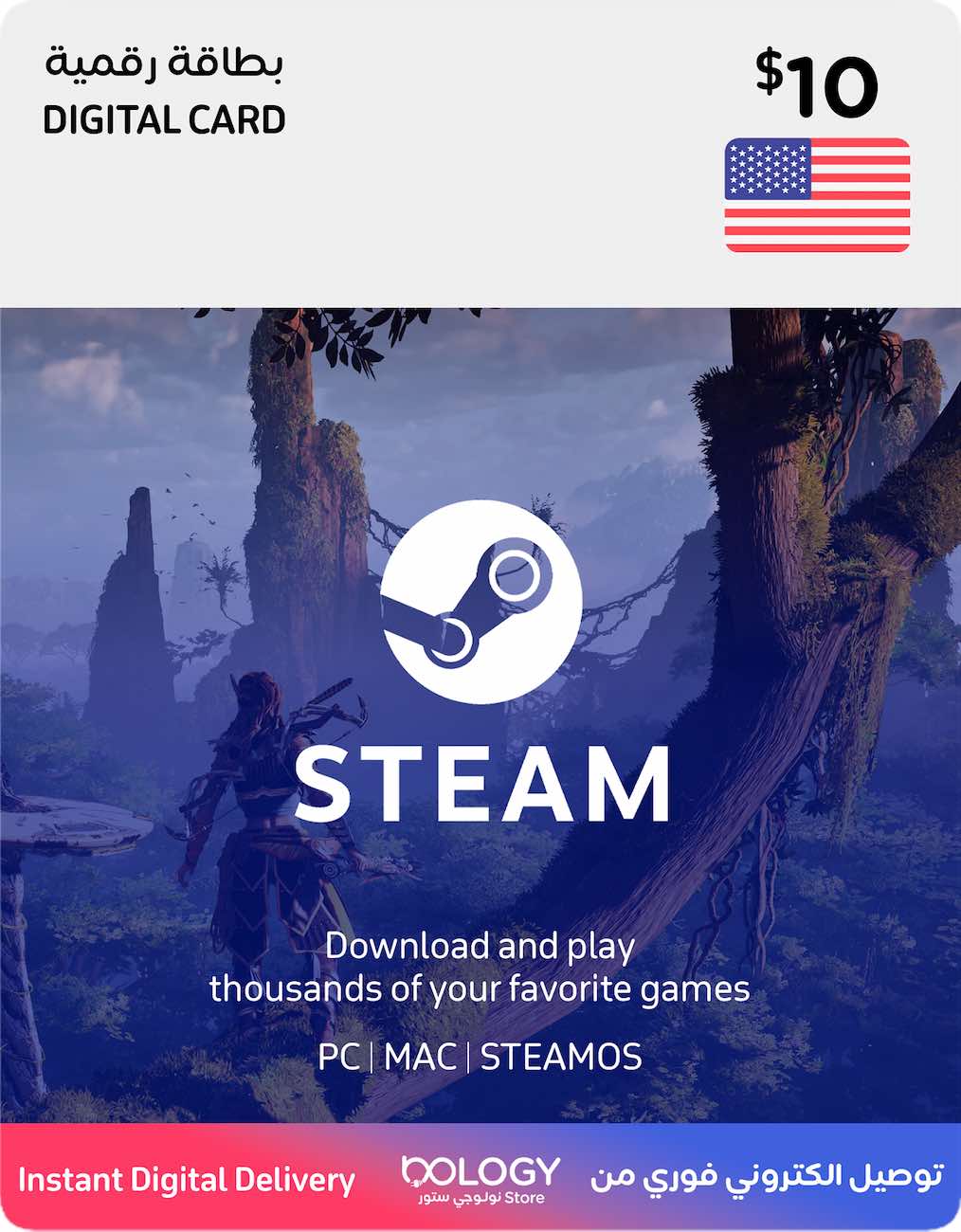 Steam Wallet Card / US Store / 10 USD / Digital Card 