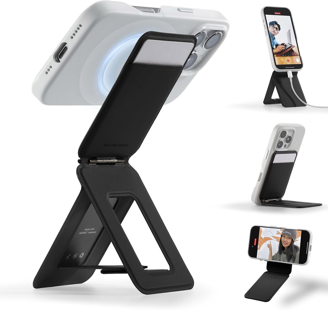 MOFT iPhone Stand & Tripod / Built-in Wallet / Adjustable Angles / Foldable / MagSafe / Black