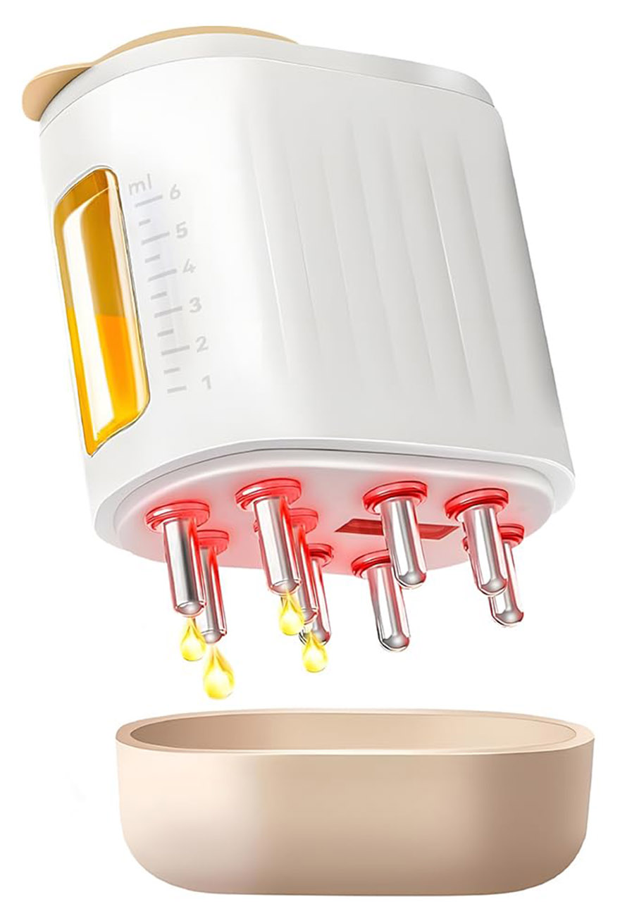 جهاز مساج فروة الرأس و موزع زيت للشعر / يعمل بالبطارية / علاج بالضوء الاحمر