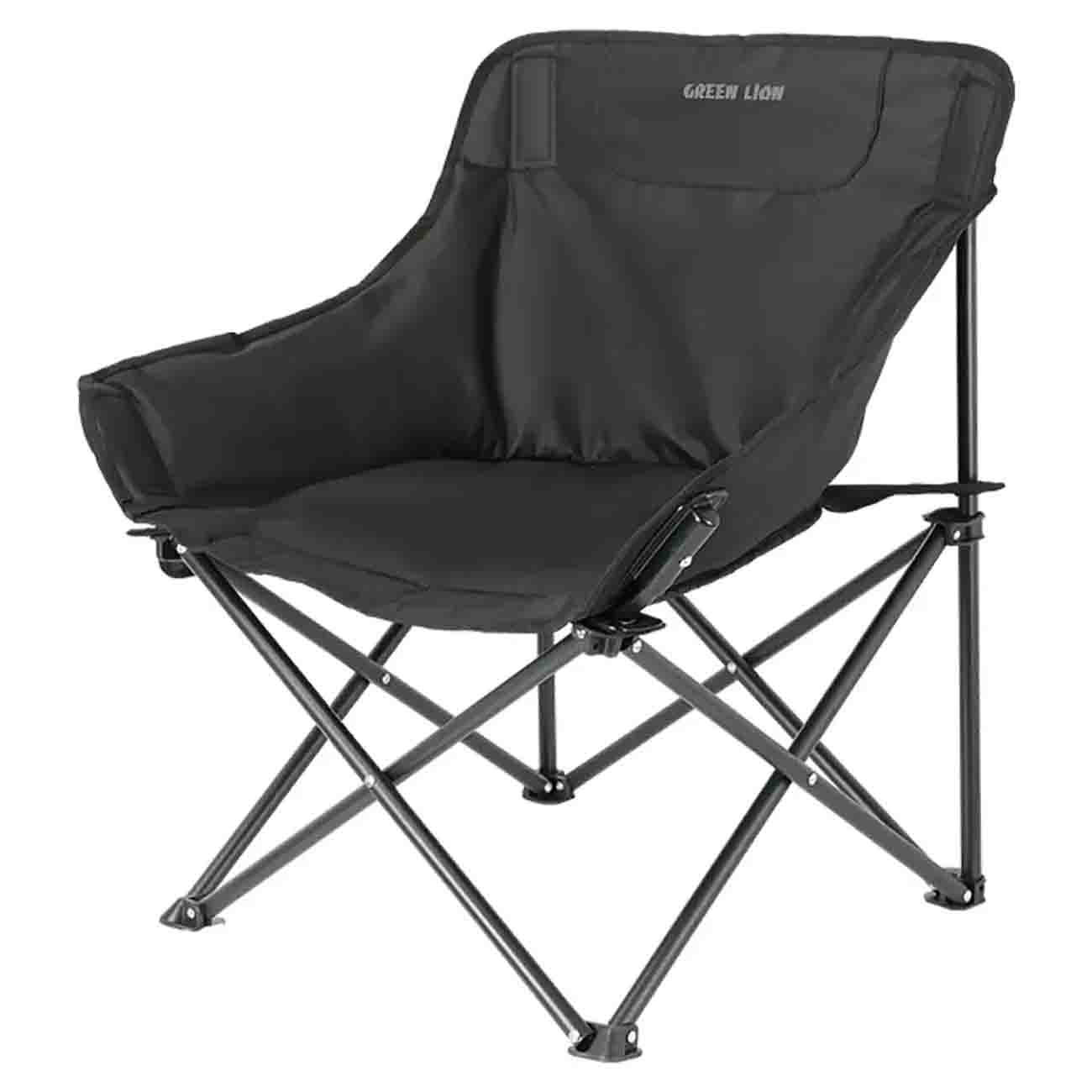 Green Camping Chair / Foldable / Built-in Pocket / Supports up to 100 kg / Black