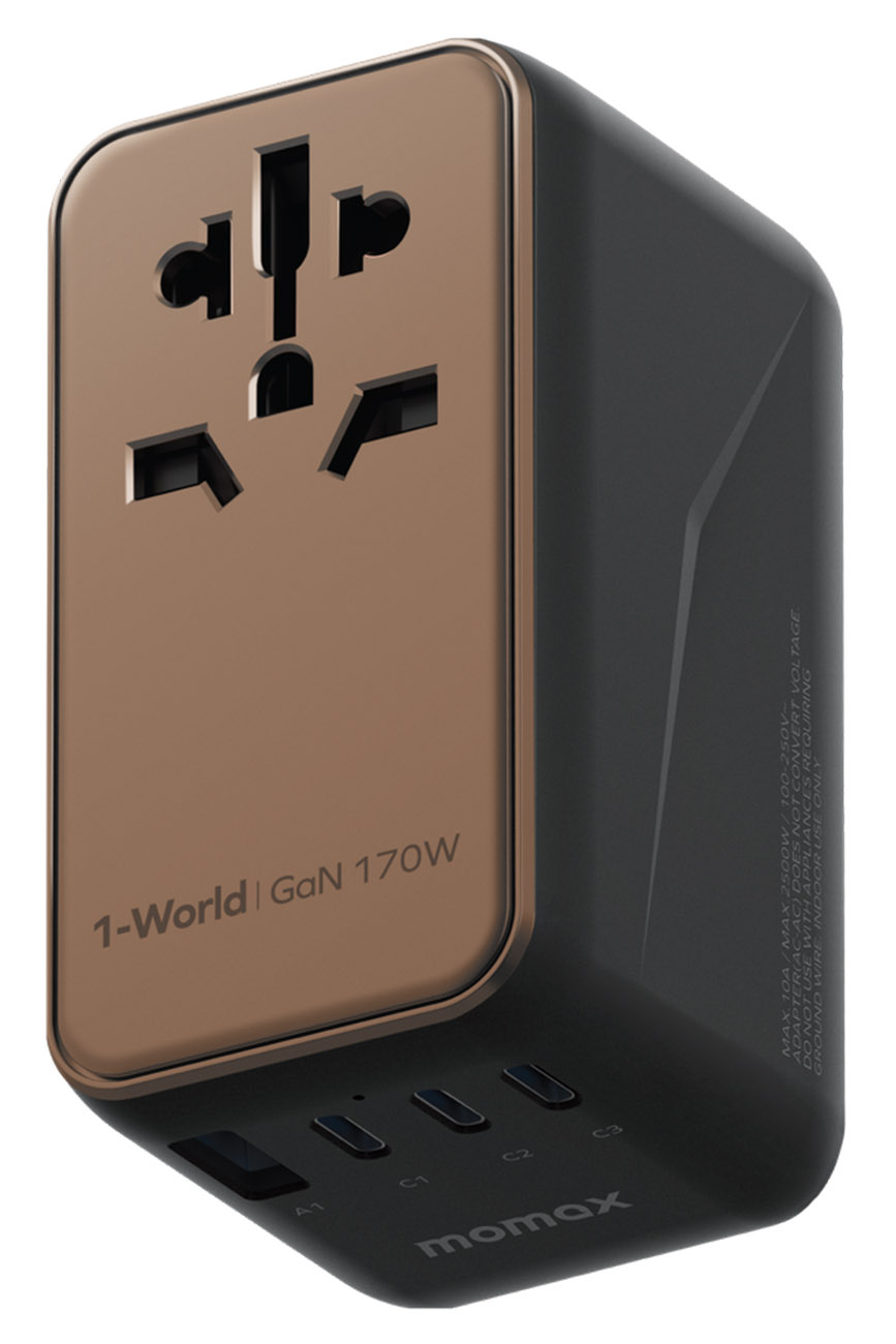 Momax Travel Adapter / 4 Ports / Universal Compatibility / 170W / Sandstone