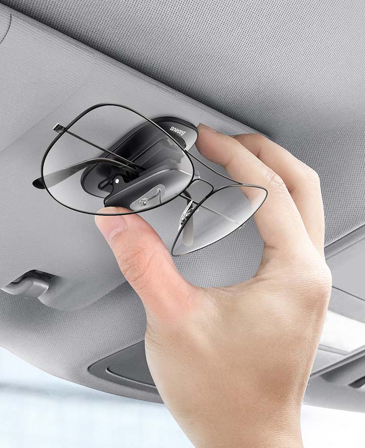ستاند نظارة لاصق للسيارة من بيسوس / عملي و انيق / اسود