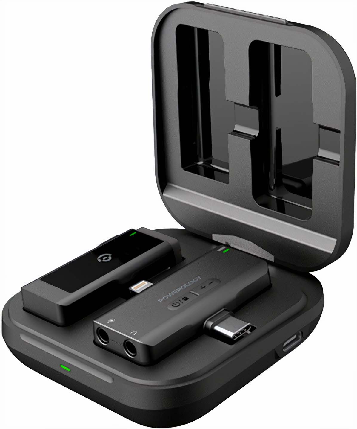 Wireless Powerology Mic / Type-C & Lightning / With a Receiver Device / 1000 mAh / Black