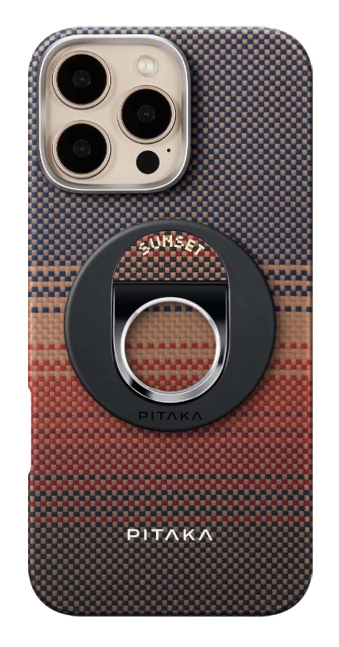 PITAKA Case for iPhone 16 Pro Max / With Grip / MagSafe / Carbon Fiber / Slim / Sunset