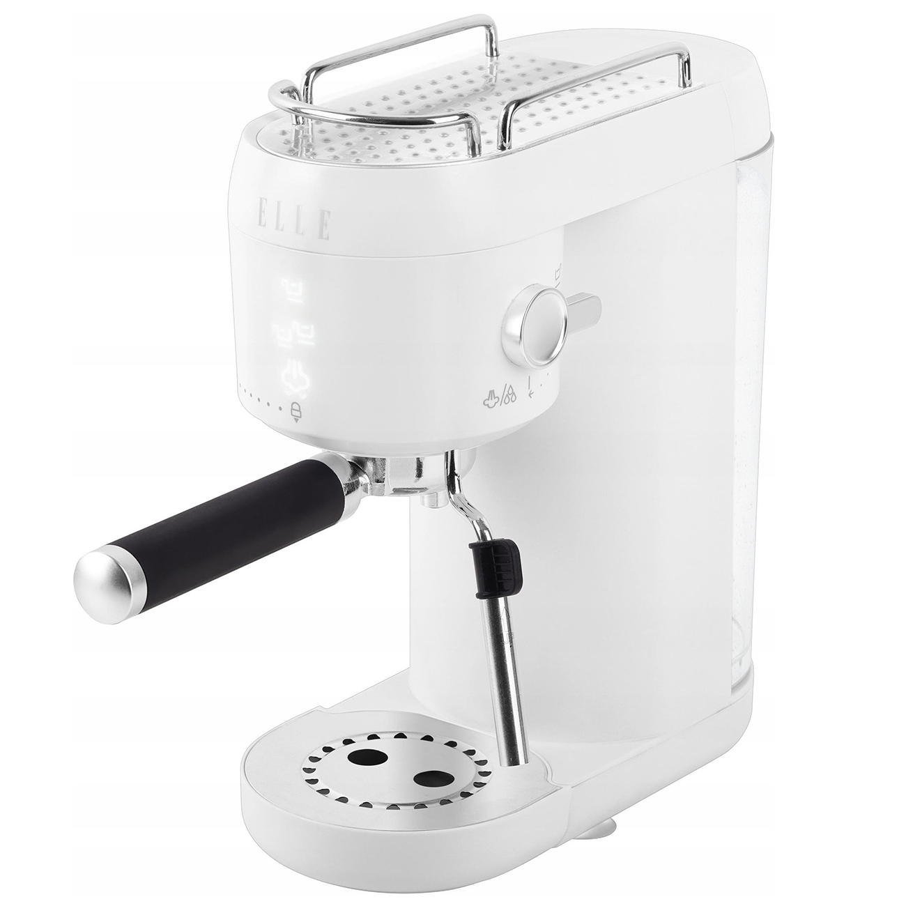 Elle Panache Coffee Machine / 1L / Steam Wand / Touch Button / Ground Coffee Support / White