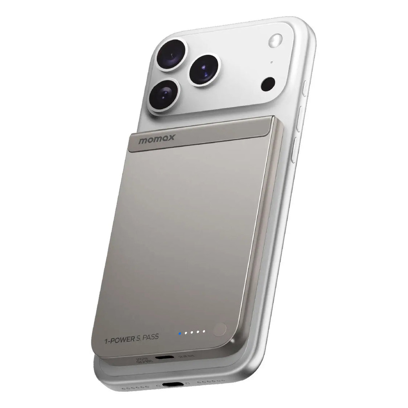 بطارية Power S.Pass المغناطيسية من Momax / سعة 5000 mAh / مع تقنية Qi2 / تيتانيوم 