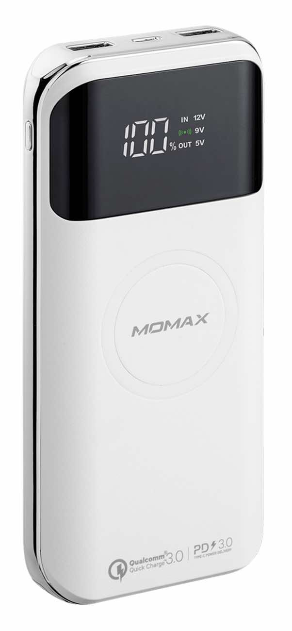 Momax Q.Power Air 2 Wireless Power Bank / 20000 mAh / 1 Type-C & 2 USB Ports / White