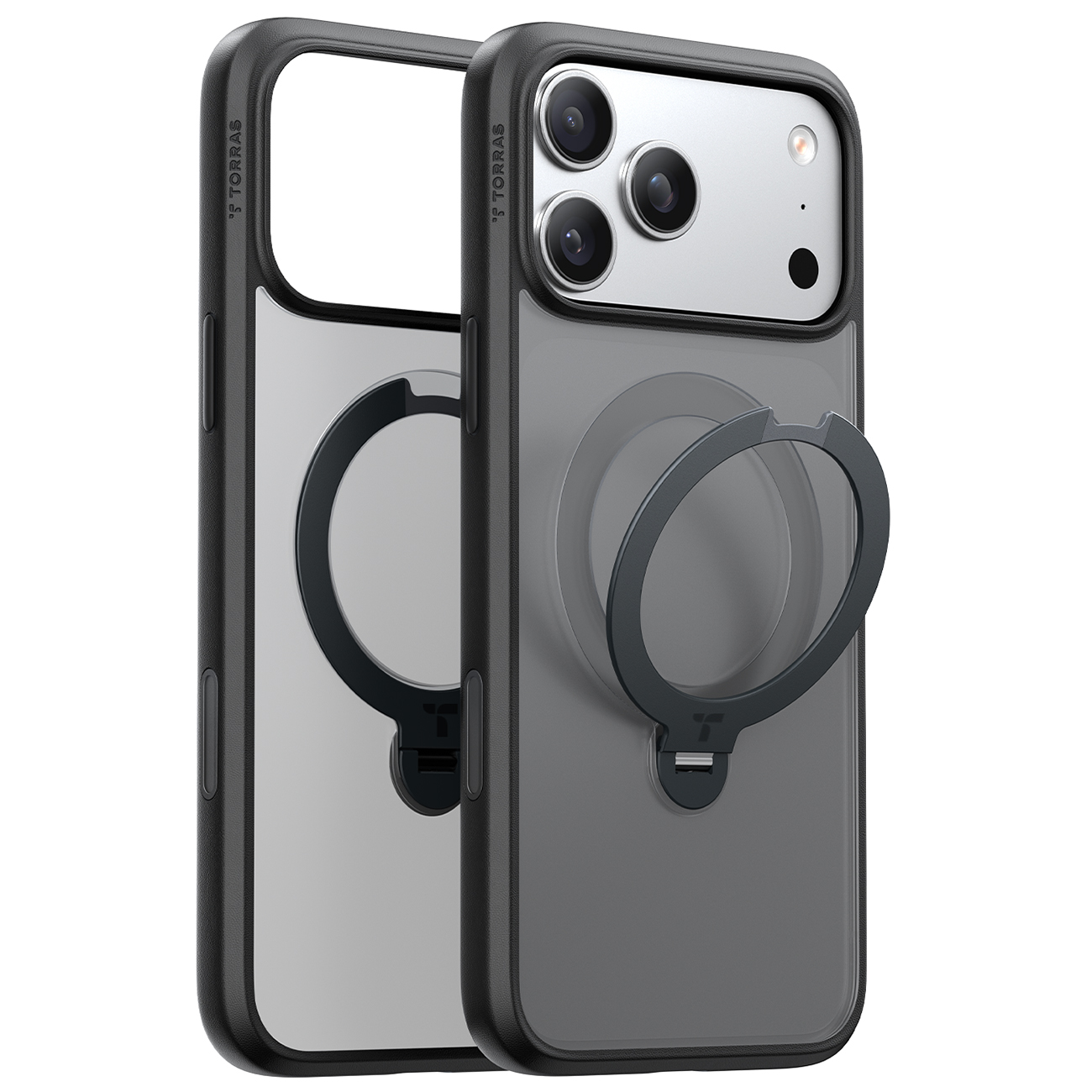 Torras Ostand Spin Case for iPhone 17 Pro / MagSafe Compatible / Built-in Grip / Black