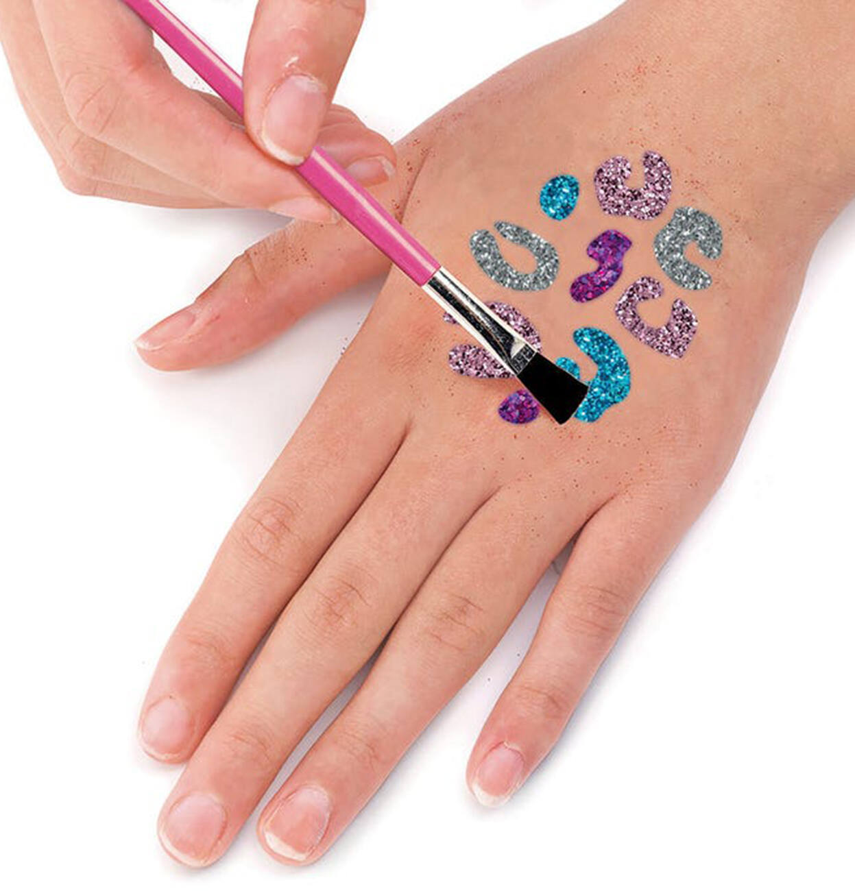 Kids Glitter Tattoos Kit / Includes 4 Different Colors + Painting Brushes