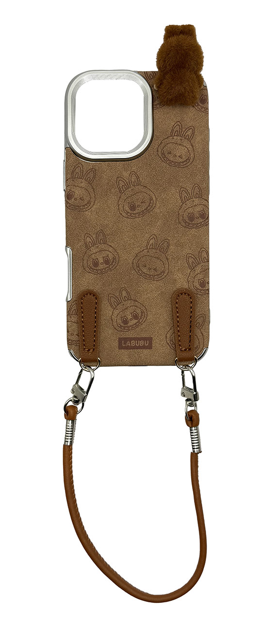 Labubu iPhone 16 Pro Case / With Wrist Strap / 3D Design / Drop & Scratch Resistant / Brown